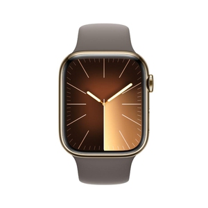 Apple Watch Series 9 (45mm, GPS + Cellular) Gold Stainless Steel Case with Clay Sport Band - M/L