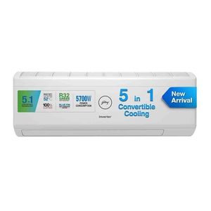 Godrej 1.7 Ton 3 Star 5-In-1 Convertible Cooling Inverter Split AC with Copper Condenser (AC 1.7T SIC 20ITC3-WWA, White)
