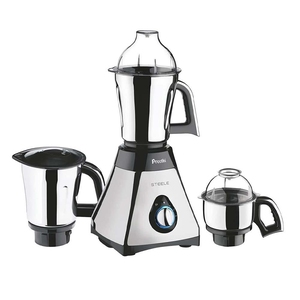 Preethi Steele MG 206 110 Volts Mixer Grinder, 550 watt, 3 Jars (Silver/Black)