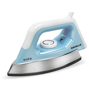 Havells Hawk 1100 watt Heavy Weight Dry Iron, Non Stick Sole Plate, Aerodynamic Design, Easy Grip Temperature Knob (Blue & White)