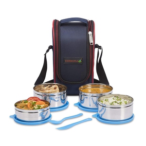 Varmora SS Stainless Steel Mini Xclusive Lunch Box SS Container (Blue)