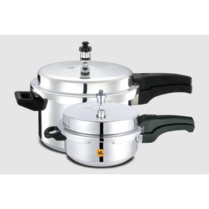 Vijayalakshmi Silver Steel Pressure Cooker, For Home, Size: 4 & 5 Combo