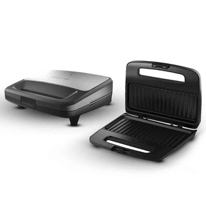 PHILIPS Viva Collection Panini Maker with Non-stick Plates, Secured Locking Mechanism, Light Indicator (Metallic Black, HD2289/00)