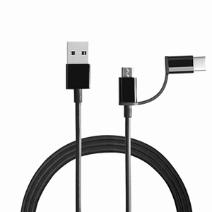 Xiaomi MI SJV4144IN Fast Charging Data Transfer - 1 m 2 in 1 Cable (Micro & Type-C USB Cable) (Black)