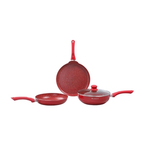 Wonderchef Royal Velvet Non-Stick Cookware Set, 5Pc (Fry Pan With Lid, Wok, Dosa Tawa, Mini Fry Pan) Induction Bottom