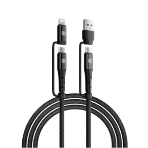 Nu Republic USB Type C Cable 1.2 m Blaze Quad 100W 4-in-one USB-A to Type-C to Type-C + Type-L Fast Charge Braided