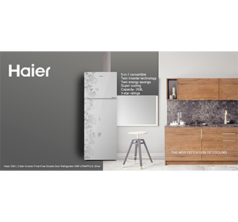 Haier 258 L 3 Star Inverter Frost-Free Double Door Refrigerator HRF-2784PFG-E Silver