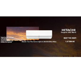 Hitachi 1 Ton 5 Star Inverter Split AC (RSA512CBEA) White