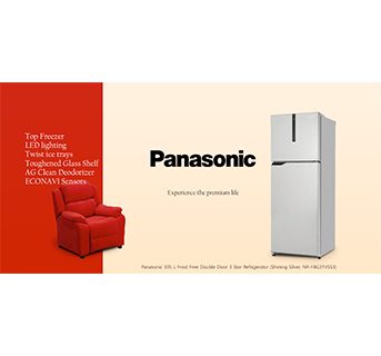 Panasonic 305 L Frost Free Double Door 3 Star Refrigerator (Shining Silver, NR-FBG31VSS3)
