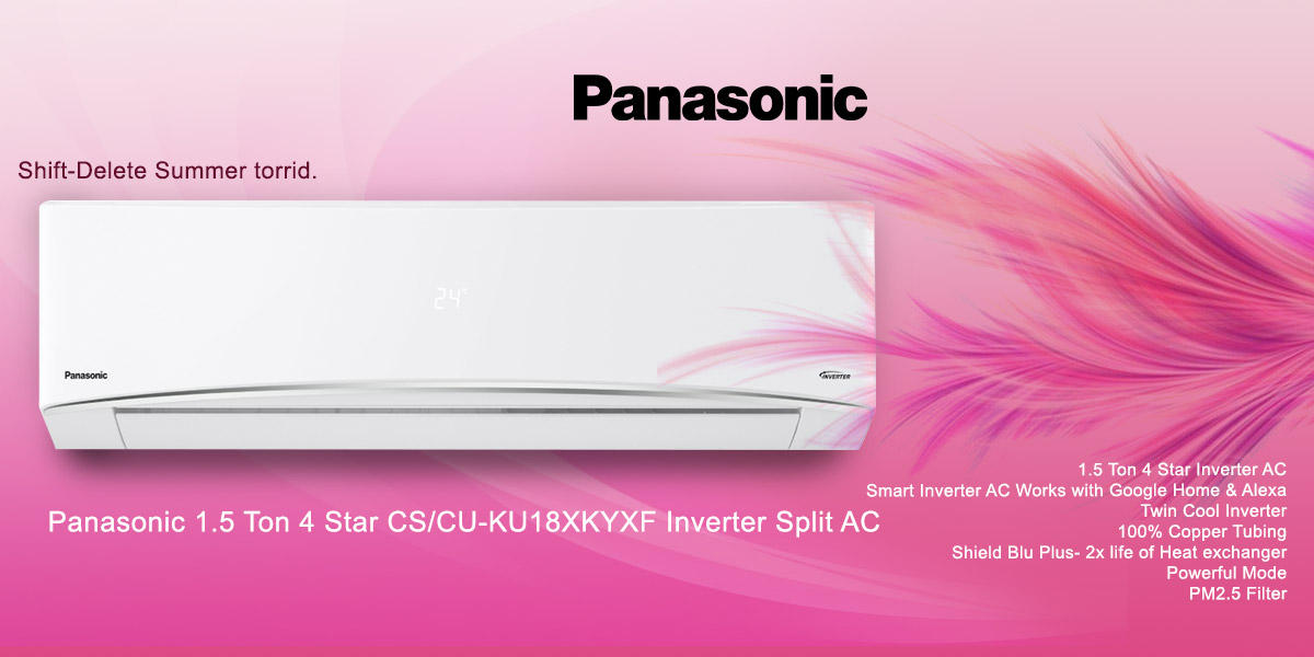 Panasonic 1.5 Ton 4 Star CS/CU-KU18XKYXF Inverter Split AC