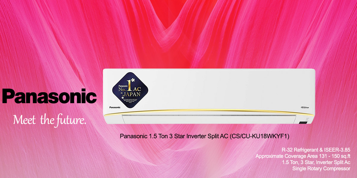 Panasonic 1.5 Ton 3 Star Inverter Split AC (CS/CU-KU18WKYF1)