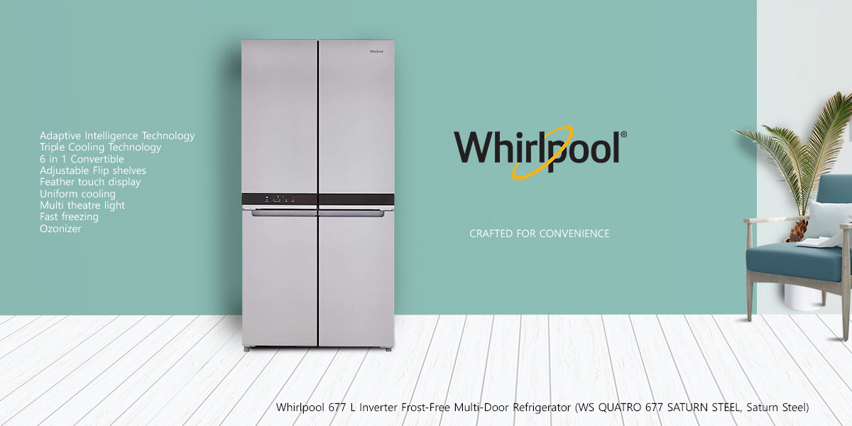 Whirlpool 677 L Inverter Frost-Free Multi-Door Refrigerator (WS QUATRO 677 SATURN STEEL, Saturn Steel)
