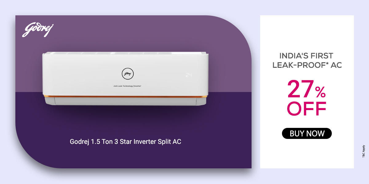 Godrej 1.5 Ton 3 Star Inverter Split AC (2023 Model, AC 1.5T SIC 18DTC3 GWA AL, Anti-Leak, 5,White)
