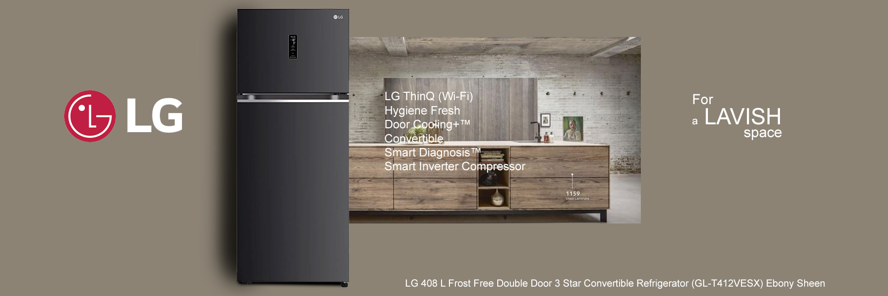 LG 408 L Frost Free Double Door 3 Star Convertible Refrigerator (GL-T412VESX) Ebony Sheen