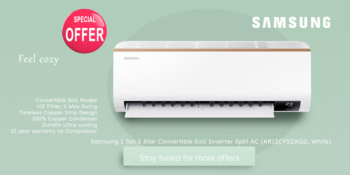 Samsung 1.5Ton 3 Star Convertible 5in1 Inverter Split AC(AR18CY3ZAPG,white)