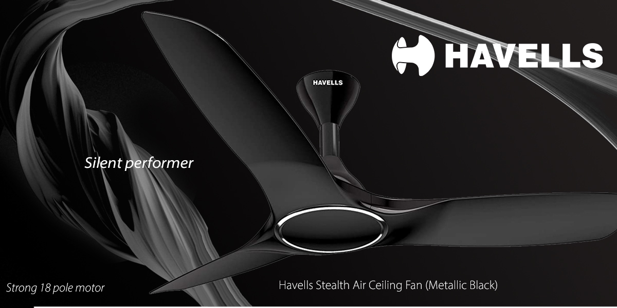 Havells Stealth 1250 MM Air Ceiling Fan (Metallic Black)