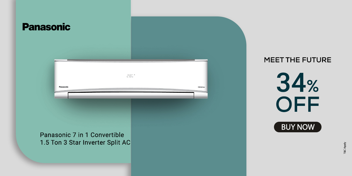 Panasonic 7 in 1 Convertible 1.5 Ton 3 Star Inverter Split AC (Copper Condenser, Ag Clean Plus Filter, CS/CU-KU18ZKYF1)