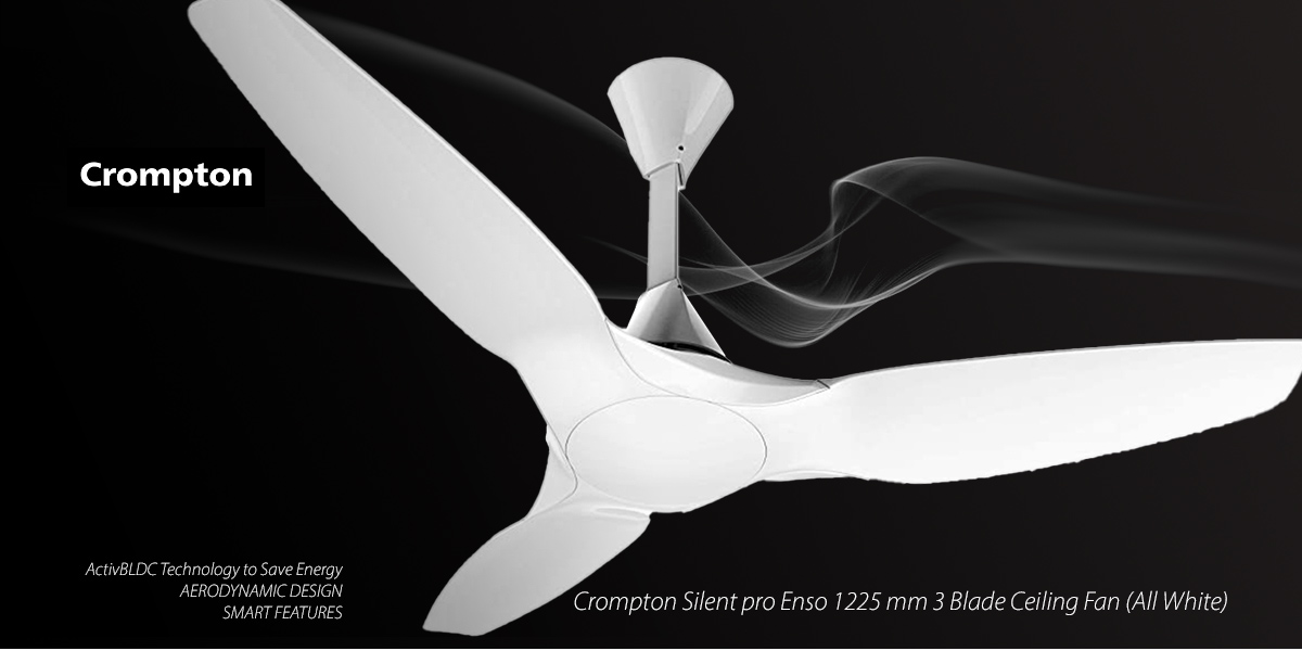 Crompton Silent pro Enso 1225 mm 3 Blade Ceiling Fan (All White)