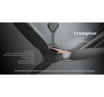 Crompton Silent Pro Enso Remote-controlled fan, Anti-dust technology (1225 mm, 3 blades Celling fan Charcoal grey)
