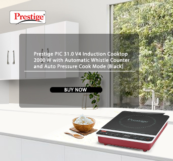 Prestige PIC 31.0 V4 Induction Cooktop 2000 W with Automatic Whistle Counter and Auto Pressure Cook Mode (Black)