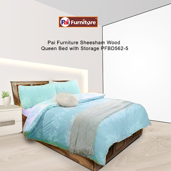 Pai Furniture Sheesham Wood Queen Bed with Storage PFBD562-5