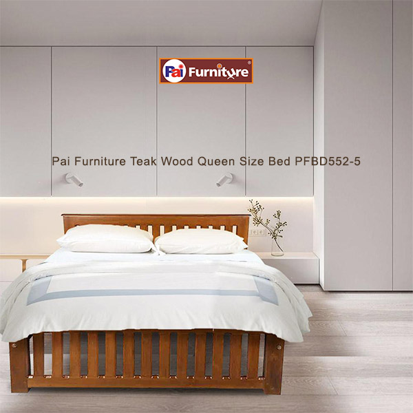 Pai Furniture Teak Wood Queen Size Bed PFBD552-5