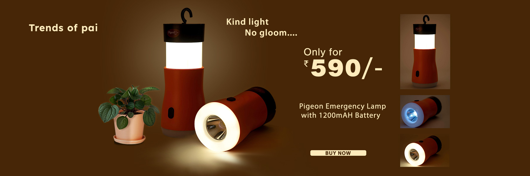 Pigeon Emergency Lamp with 1200mAH Battery