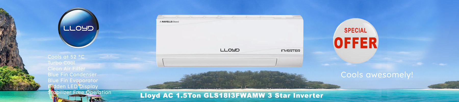Lloyd AC 1.5Ton GLS18I3FWAMW 3 Star Inverter