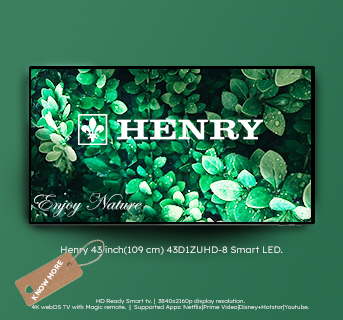 Henry 43 inch(109 cm) 43D1ZUHD-8 Smart Led.