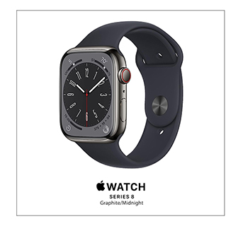 Apple Watch Series 8 45 mm Midnight Aluminium Case with Midnight Sport Band (GPS + Cellular)