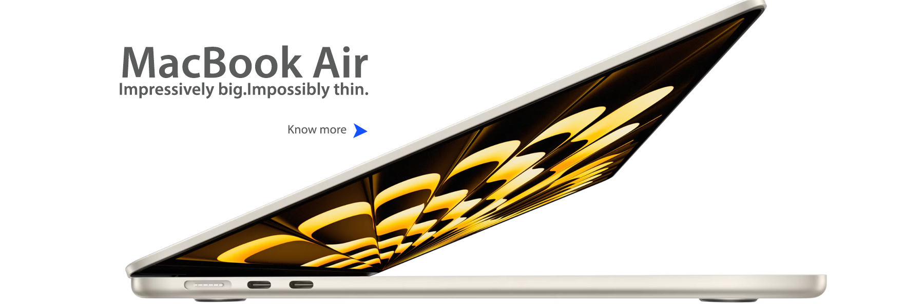 Apple MacBook Air 2022 (M2, 13.6 inch, 8GB, 256GB, macOS, Starlight, MLY13HN/A)